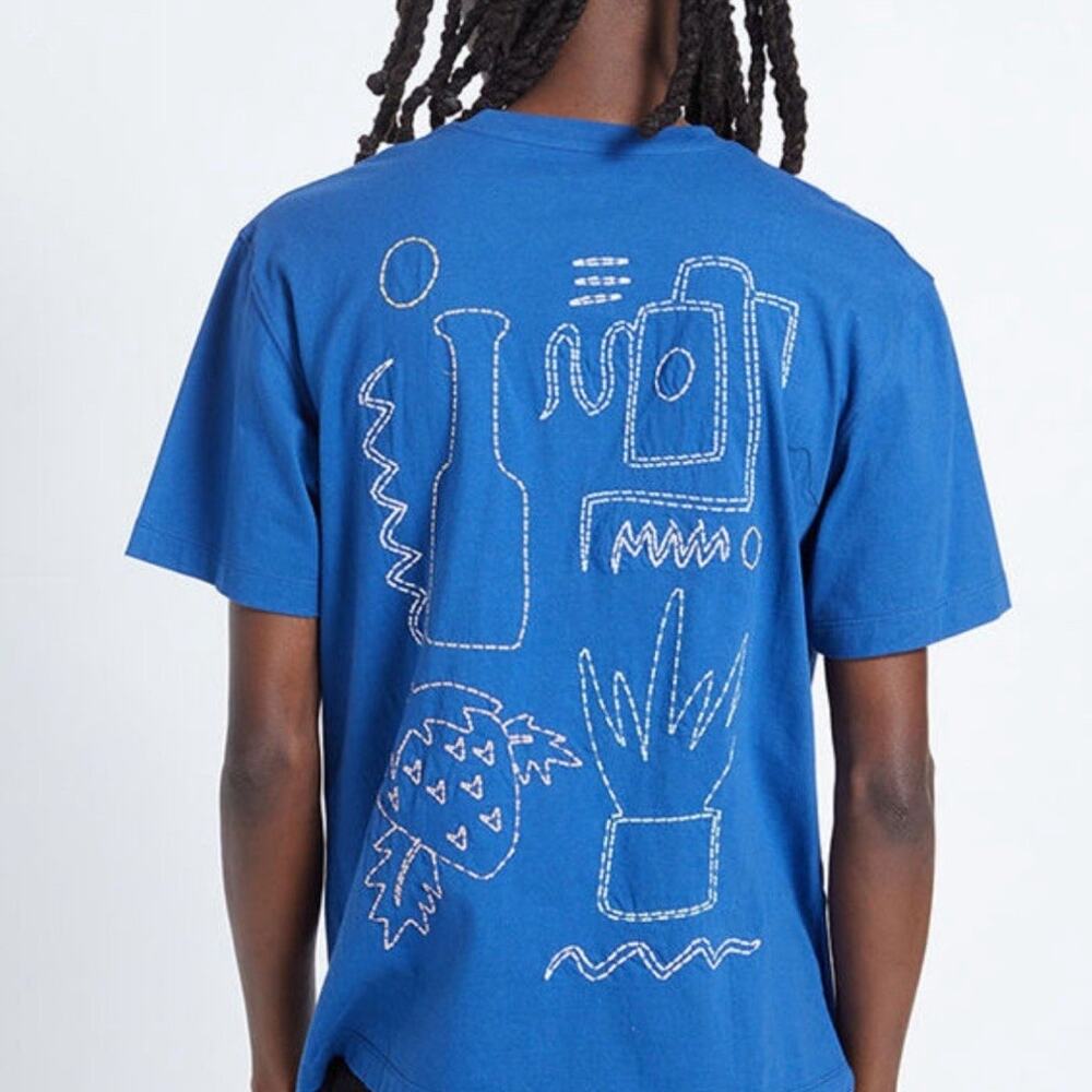 Pacsun Plant Vibes Embroidered T-Shirt Blue Size M New